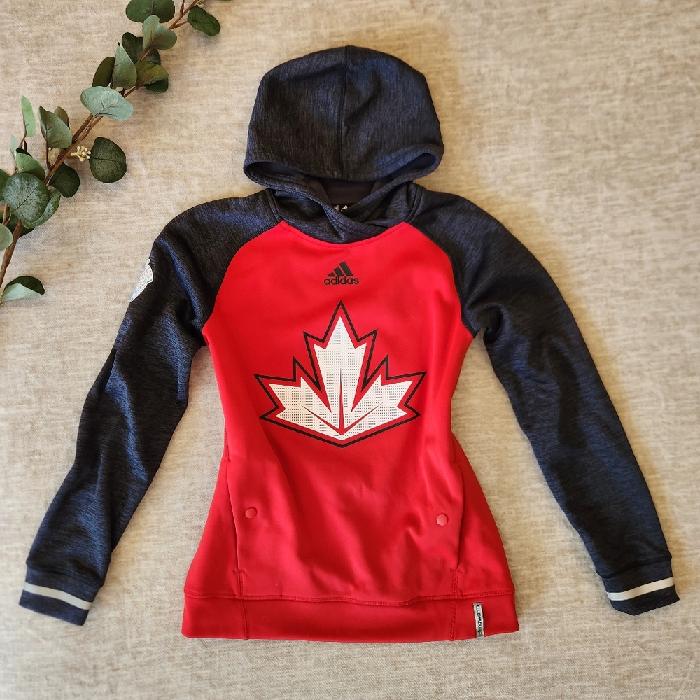 Adidas World Cup of Hockey 2016 Red and Dark Grey Hoodie Sweater 🍒